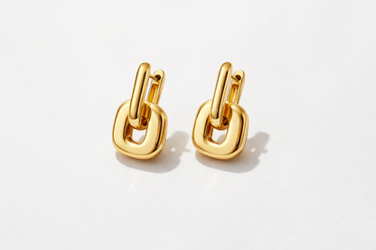 "Chain Reaction" Gold Earrings
