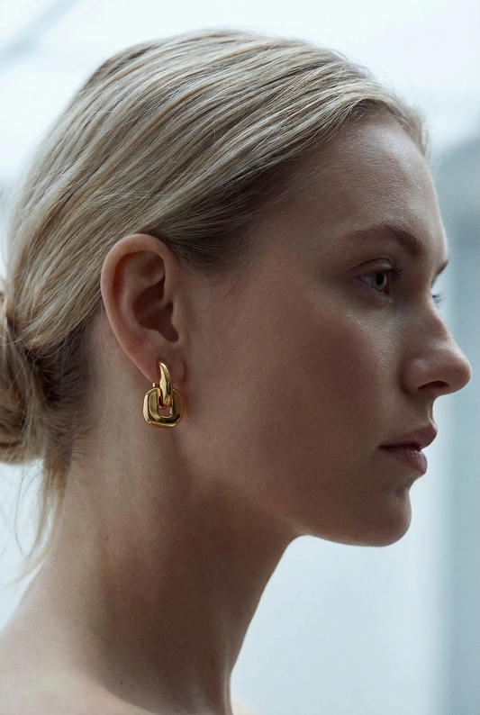 "Chain Reaction" Gold Earrings